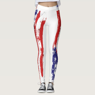 Leggings Blanc rouge & Bleu, Patriot, Liberté, Drapeau amér