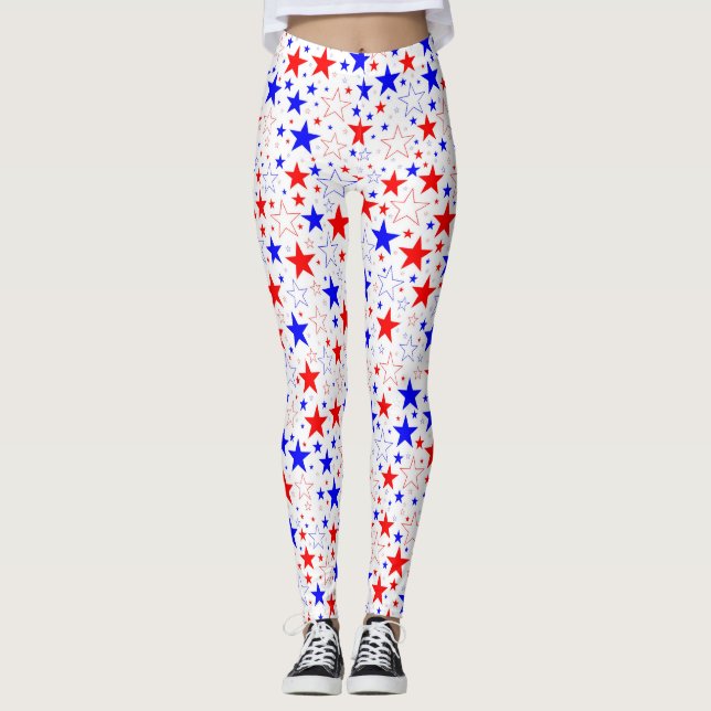 Leggings Blanc rouge et bleu (Devant)