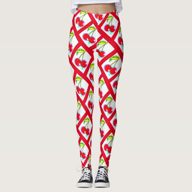 Leggings Blanc rouge Thunder_Cove de cerises (Devant)