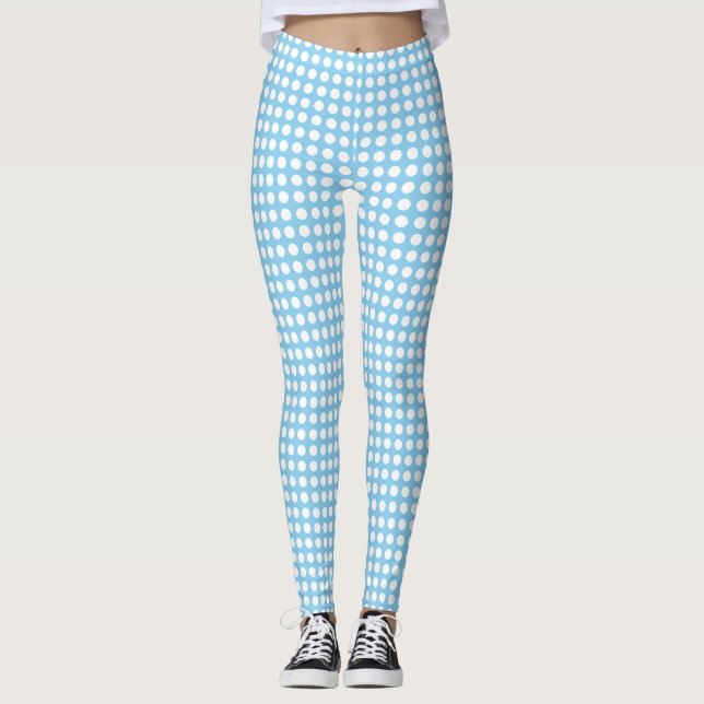 Leggings Blanc sur Bébé Bleu Petite Taille Horiz. Pois (Devant)
