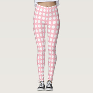 Leggings Blanc sur rose moyen Pois horizontaux