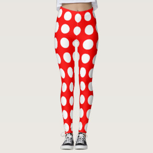 Leggings Blanc sur rouge grand format Pois horizontaux