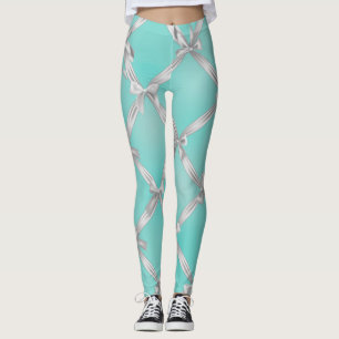 Leggings Blanc vaches Turquoise Bleu d'oeuf de Robin