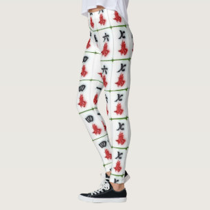Leggings blancs au Mahjong