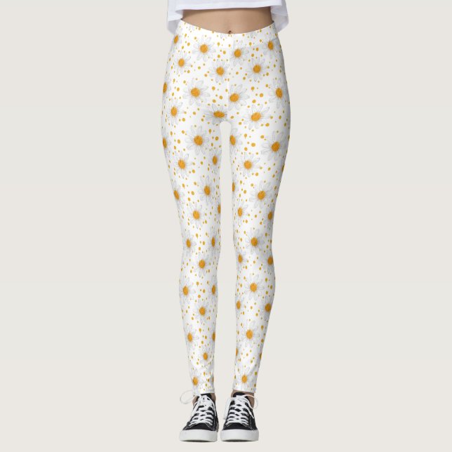 Leggings Blancs clairs avec Centres Jaunes (Devant)
