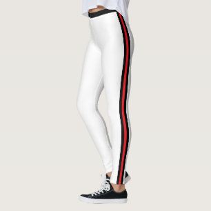 Leggings blancs en bande rouge noire - Vos couleur