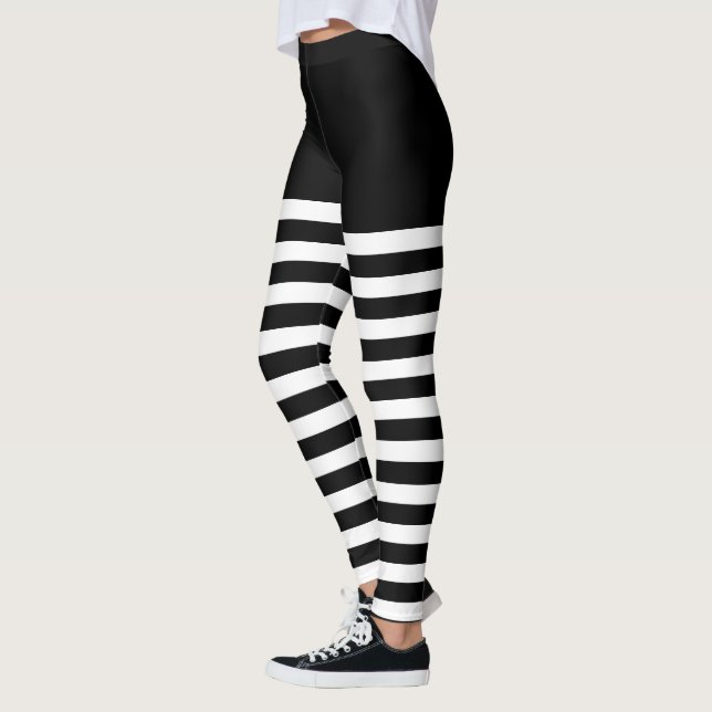 Leggings Blancs et noirs Halloween Party Stripé (Gauche)