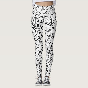 Leggings Blancs noirs damés pattes