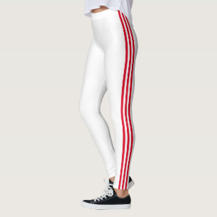 Leggings blancs rayés du côté rouge - Choisir les