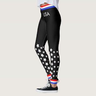 Leggings Blancs rouges et bleus sur noir