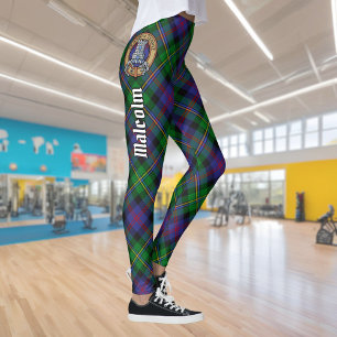 Leggings Blason du clan Malcolm sur tartan