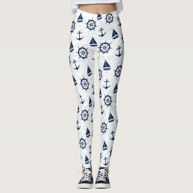Leggings Bleu Ancre nautique (Devant)