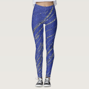 Leggings Bleu & Argent Moderne Glam Marbre Frappe Party Men