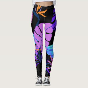 Leggings Bleu Banane Bunch rose violet forêt tropicale