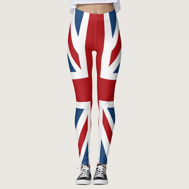 Leggings Bleu blanc rouge de drapeau BRITANNIQUE d'Union (Devant)