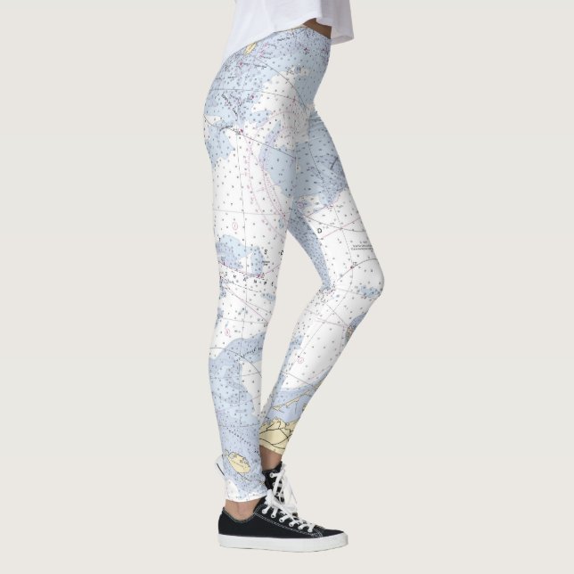 Leggings Bleu Blanc Tan Authentic Carte Nautique (Droite)