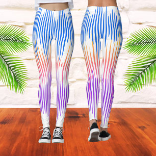 Leggings Bleu bleu violet blanc Abstrait vague de musique