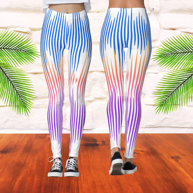 Leggings Bleu bleu violet blanc Abstrait vague de musique (Créateur téléchargé)