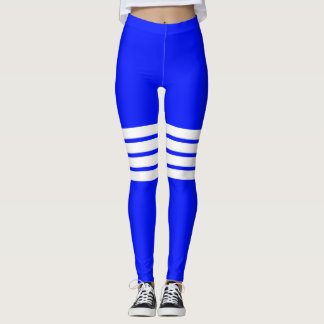 Leggings Bleu coloré Bleu Retro rayures Motif rayé