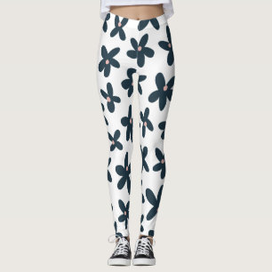 Leggings Bleu Daisy Floral Cute Exercice