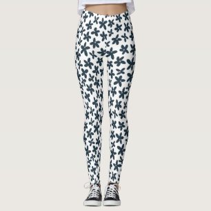 Leggings Bleu Daisy Floral Cute Exercice