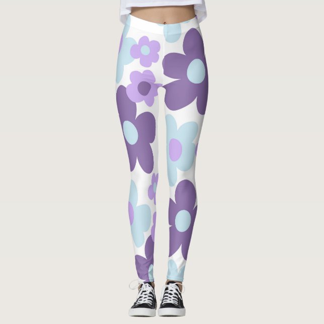 Leggings Bleu de lavande pourpre Daisis rétro Rêve #1 #rétr (Devant)