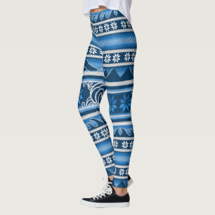Leggings Bleu d'hiver Design nordique