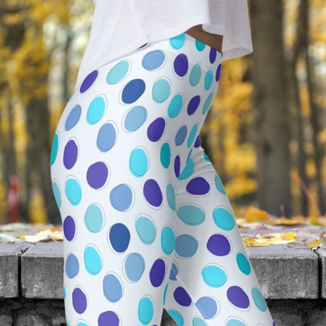 Leggings Bleu et Alice bleu Polka Motif (Blues on Alice Blue Leggings)