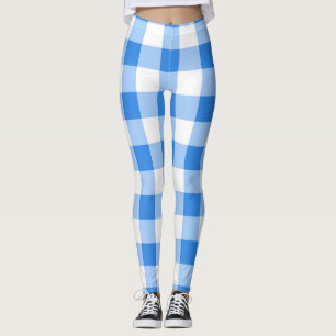 Leggings Bleu et blanc En vichy À damiers Motif