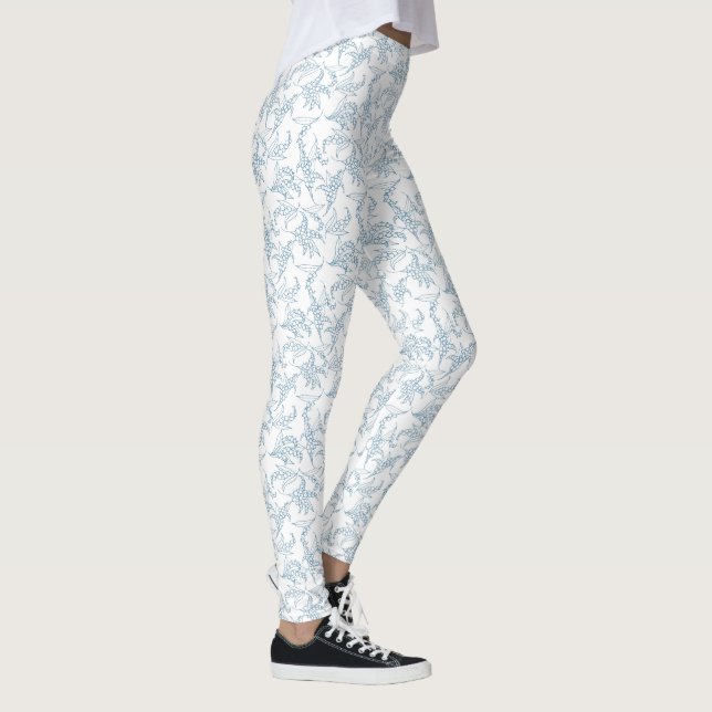 Leggings Bleu et blanc Lily-de-la-Vallée Plan floral (Droite)