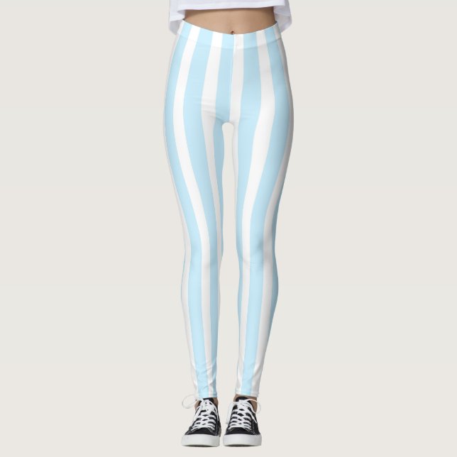 Leggings Bleu et blanc pastel vertical (Devant)