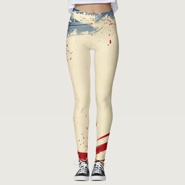 Leggings bleu et rouge patriotique (Devant)