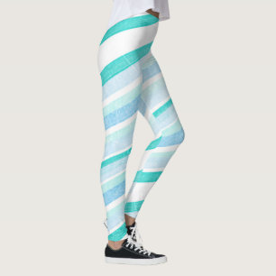 Leggings Bleu et Turquoise rayé Abstrait
