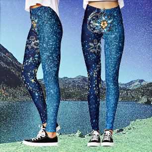 Leggings Bleu étincelant Nouvel An Parties scintillant Étoi