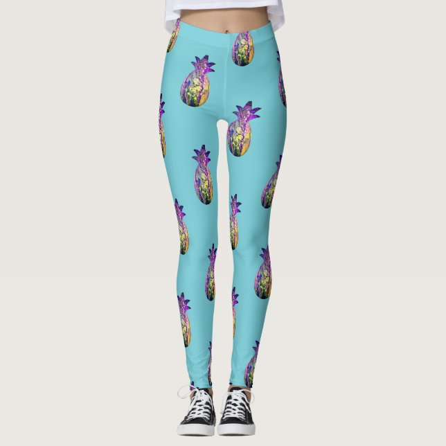 Leggings Bleu exprès d'ananas (Devant)