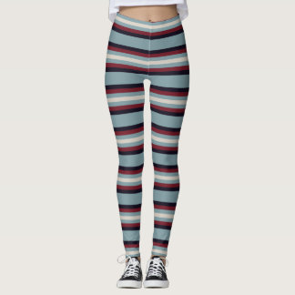 Leggings Bleu foncé rouge et beige gris sur bleu