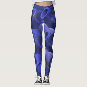 Leggings Bleu Futuristic Pipe Motif Art