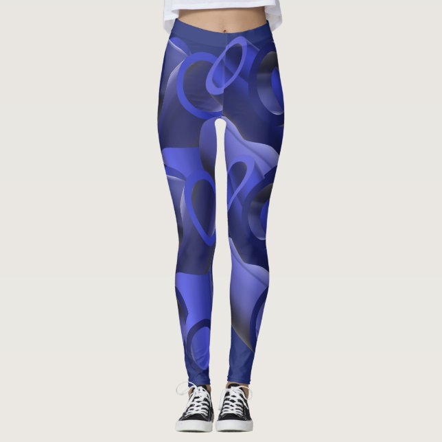 Leggings Bleu Futuristic Pipe Motif Art (Devant)