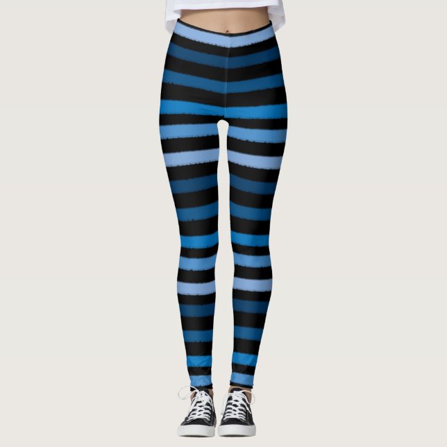 Leggings Bleu - Grandes noires (Devant)