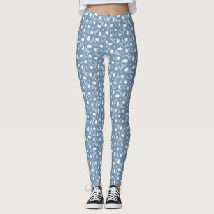 Leggings Bleu gris blanc Liberté motif floral élégant Pop