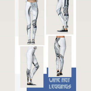 Leggings Bleu Gris et Blanc Tourbillonnant Abstrait