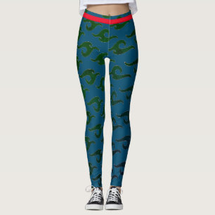 LEGGINGS BLEU IMPRIMÉ LÉGINGS JAPONAIS MOTIF VAGUE