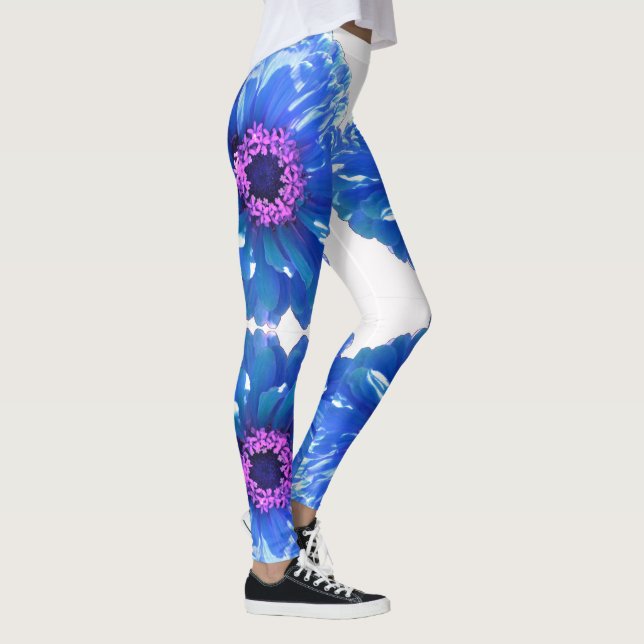 Leggings Bleu marguerite bleu photo florale (Droite)