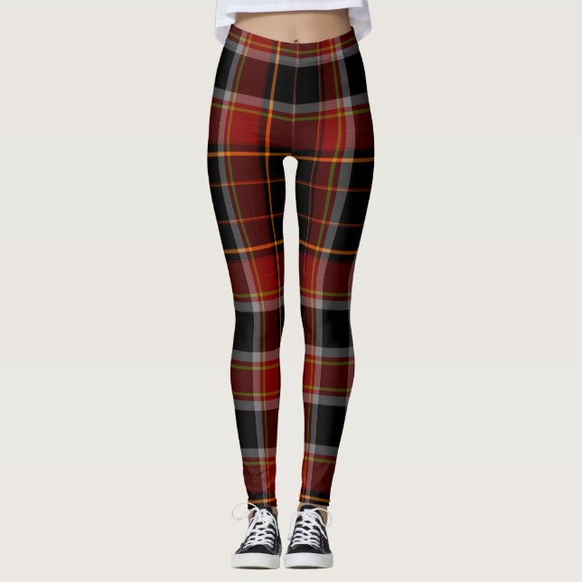 Leggings Bleu marine rouge/foncé/guêtres jaunes de plaid (Devant)