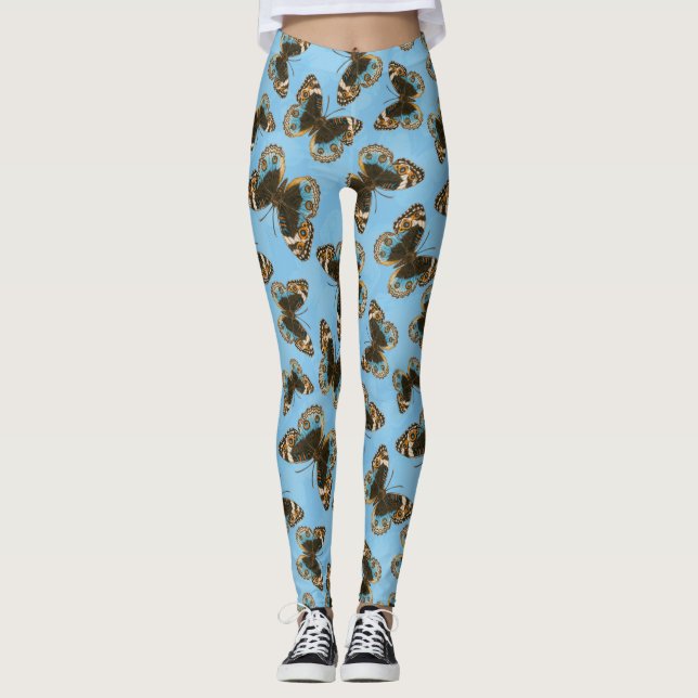 Leggings Bleu motif papillon Pansy (Devant)