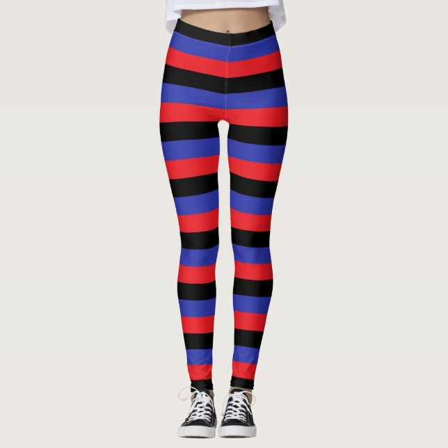 Leggings Bleu, noir et rouge (Devant)