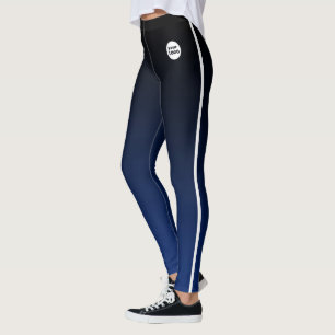 Leggings Bleu noir Ombre Gradient personnalisé logo d'entre