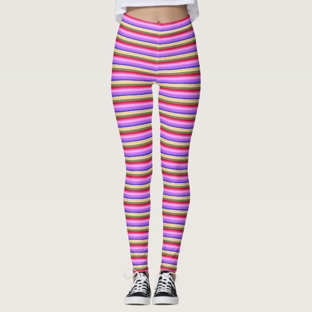 Leggings Bleu pourpre vert jaune orange rose rouge (Devant)