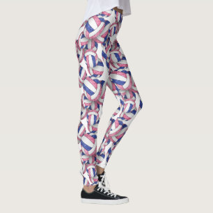 Leggings bleu rose blanc ceint volleyballs motif
