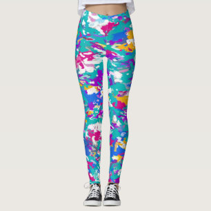 Leggings Bleu, rose et jaune